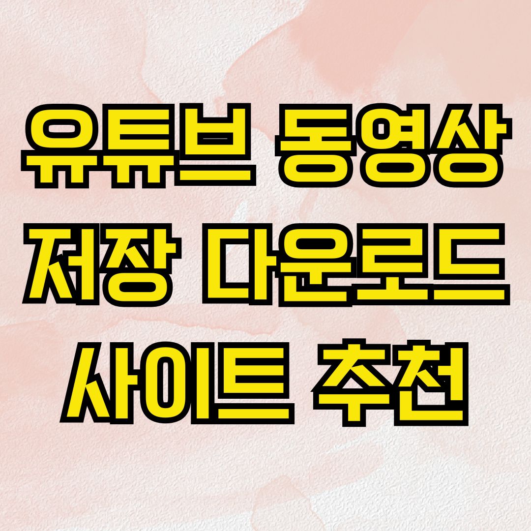 유튜브 동영상 저장 다운로드 사이트 추천
