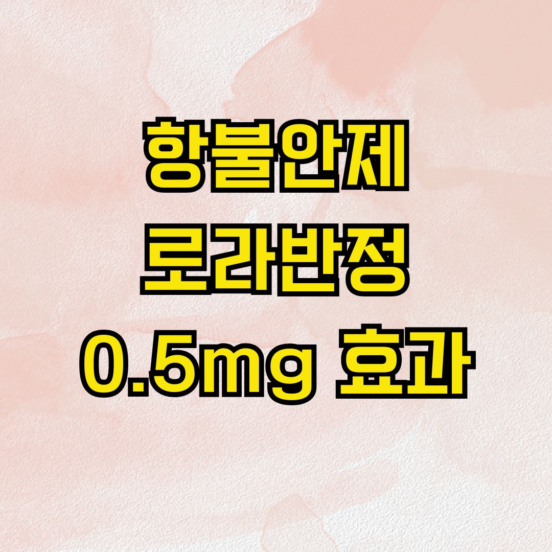 항불안제 로라반정 0.5mg 효과