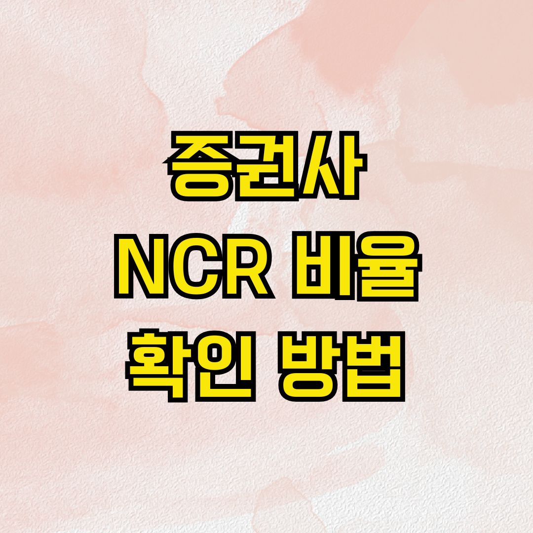 증권사 NCR 비율 확인 방법