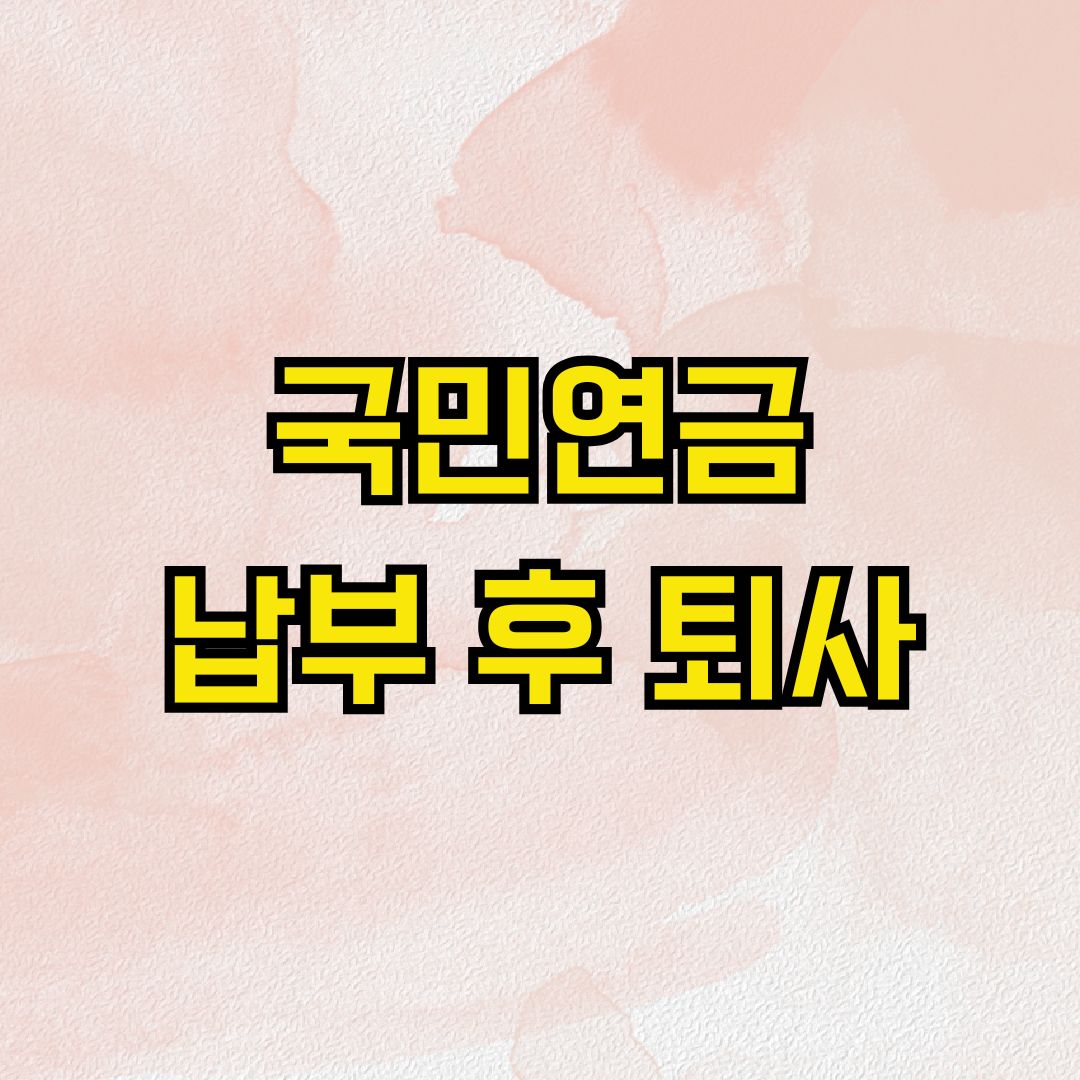 국민연금 납부 후 퇴사