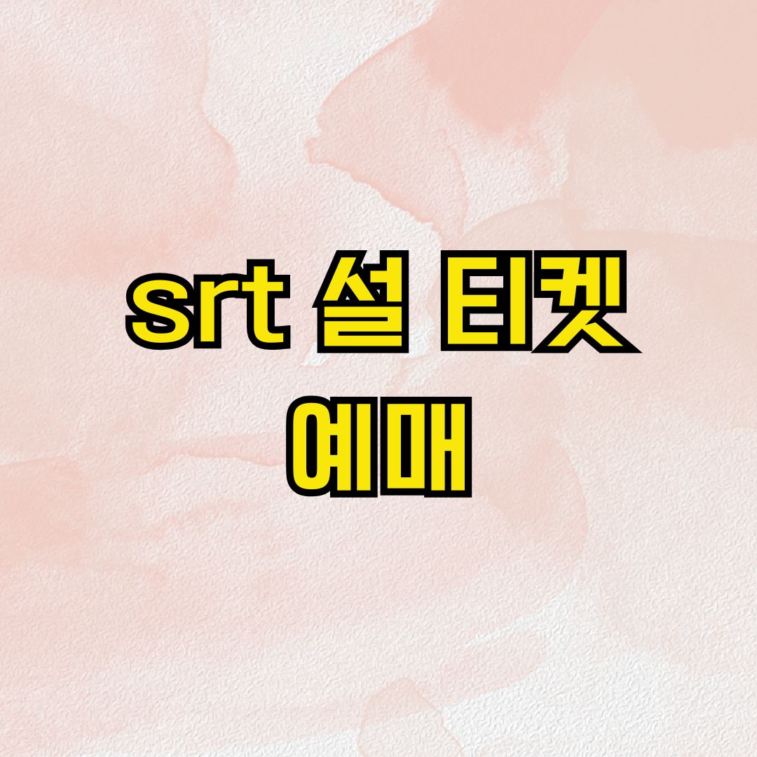 srt 설 티켓 예매