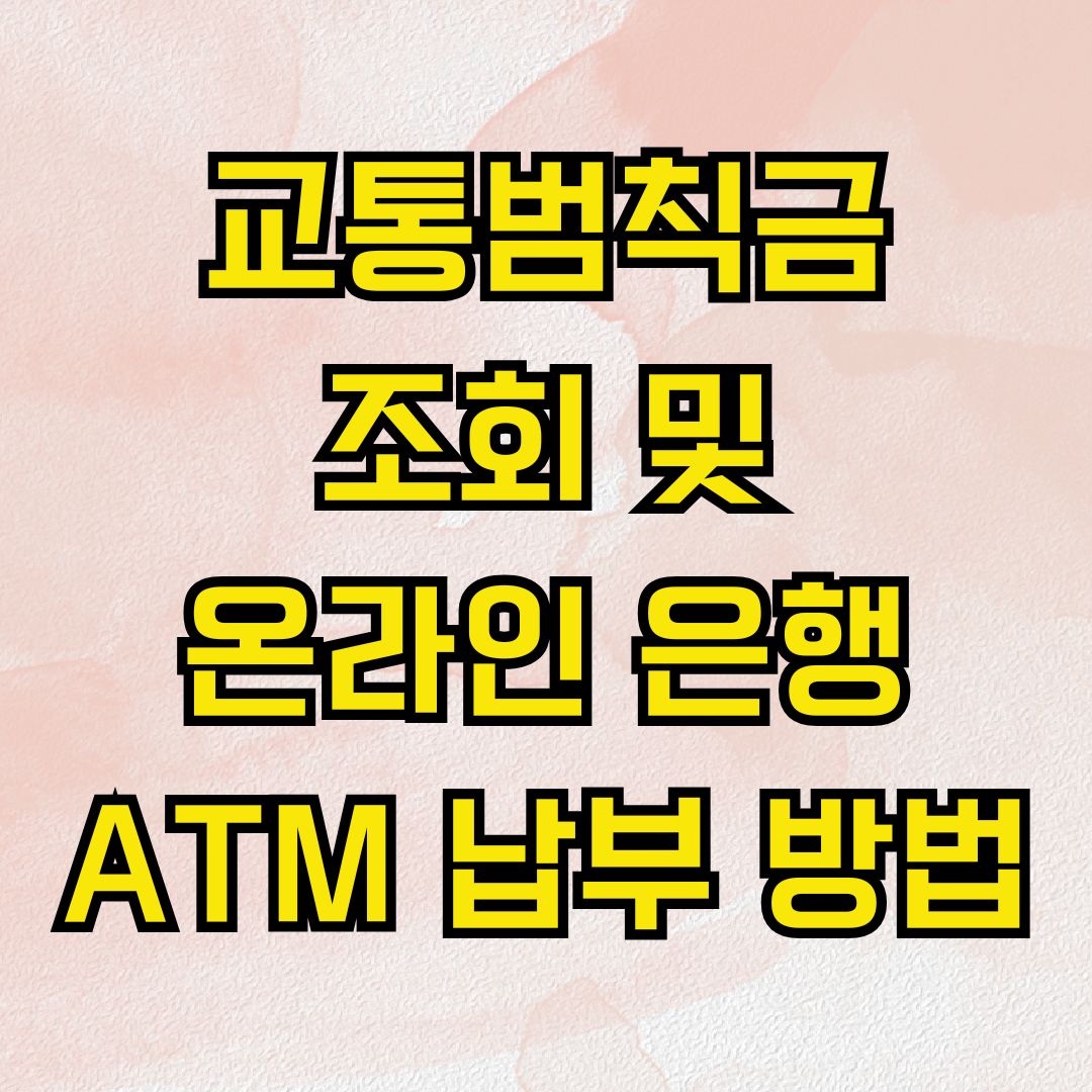 교통범칙금 조회 및 온라인 은행 ATM 납부 방법