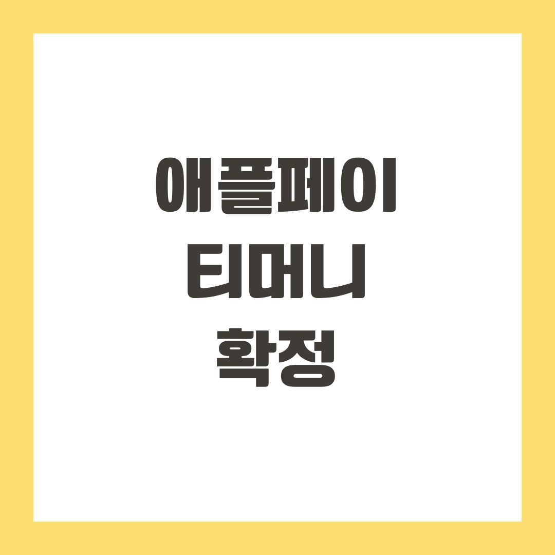 애플페이 티머니 확정