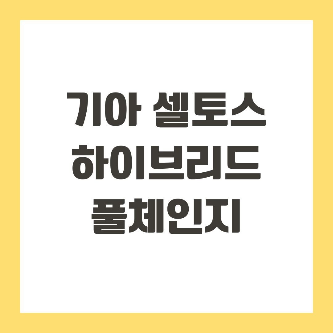 기아 셀토스 하이브리드 풀체인지