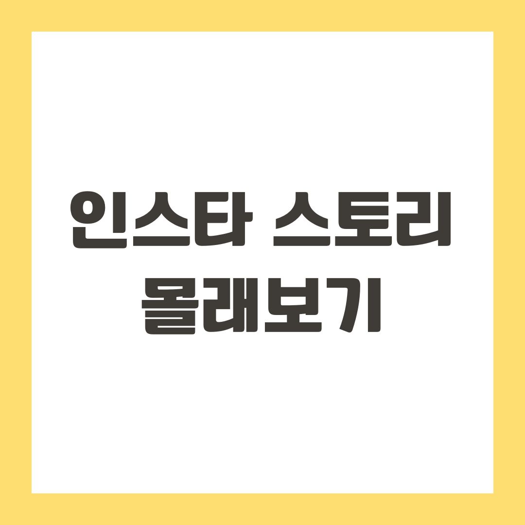 인스타 스토리 몰래보기