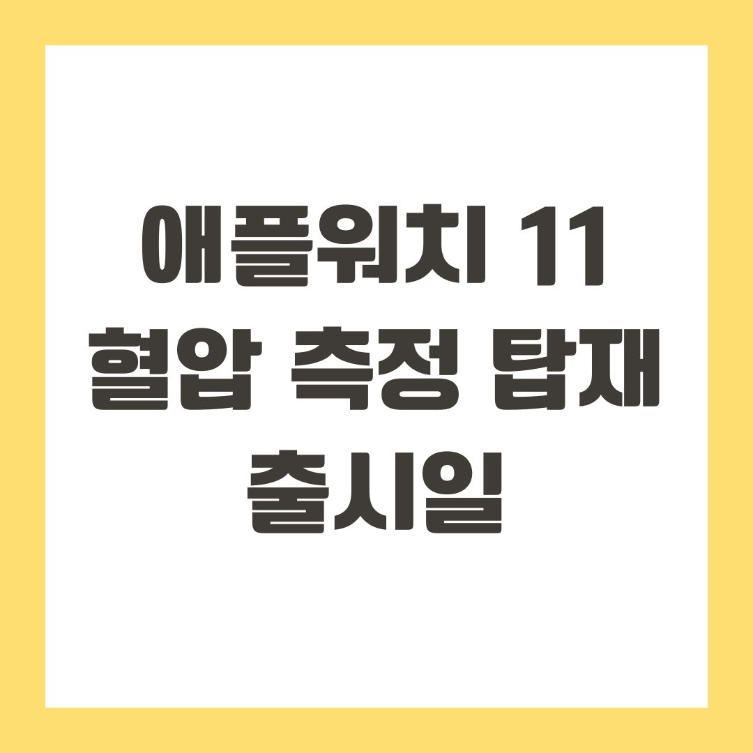 애플워치 11 혈압 측정 탑재 출시일