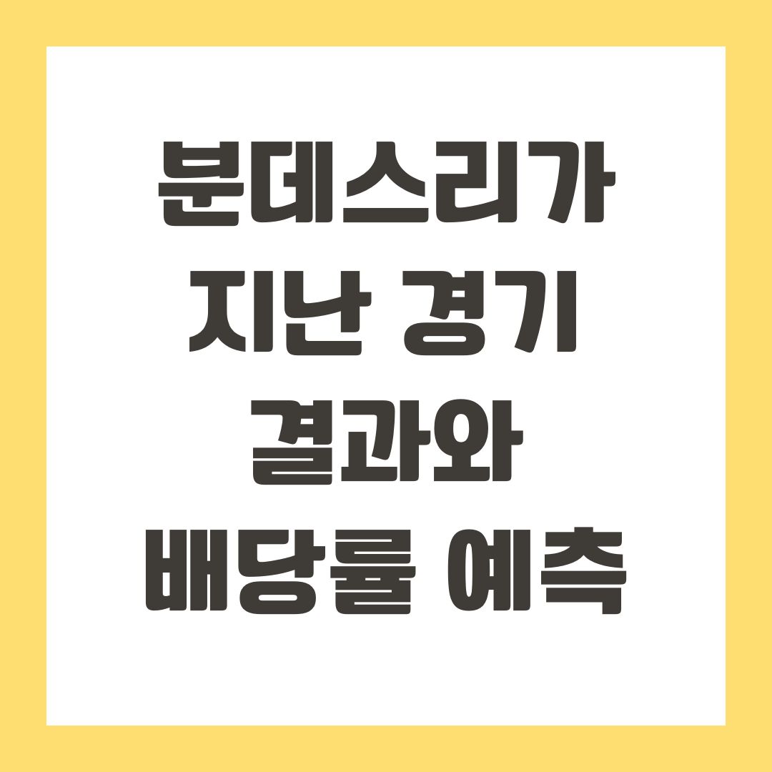 분데스리가 지난 경기 결과와 배당률 예측