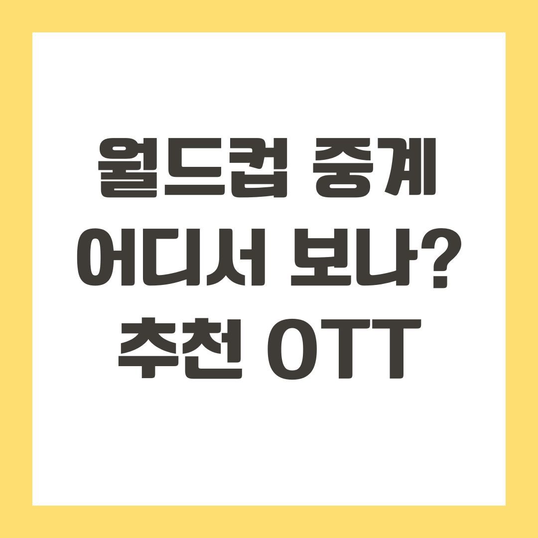 월드컵 중계 어디서 보나? 추천 OTT