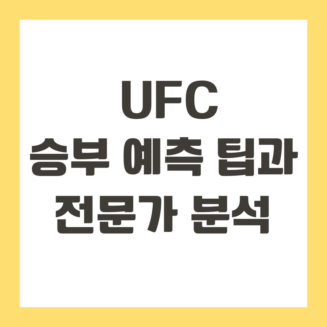 UFC 승부 예측 팁과 전문가 분석