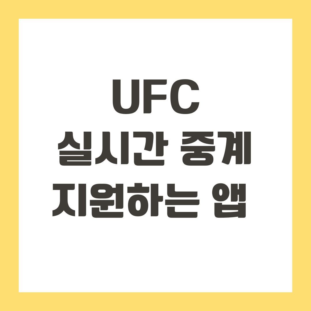 UFC 실시간 중계 지원하는 앱