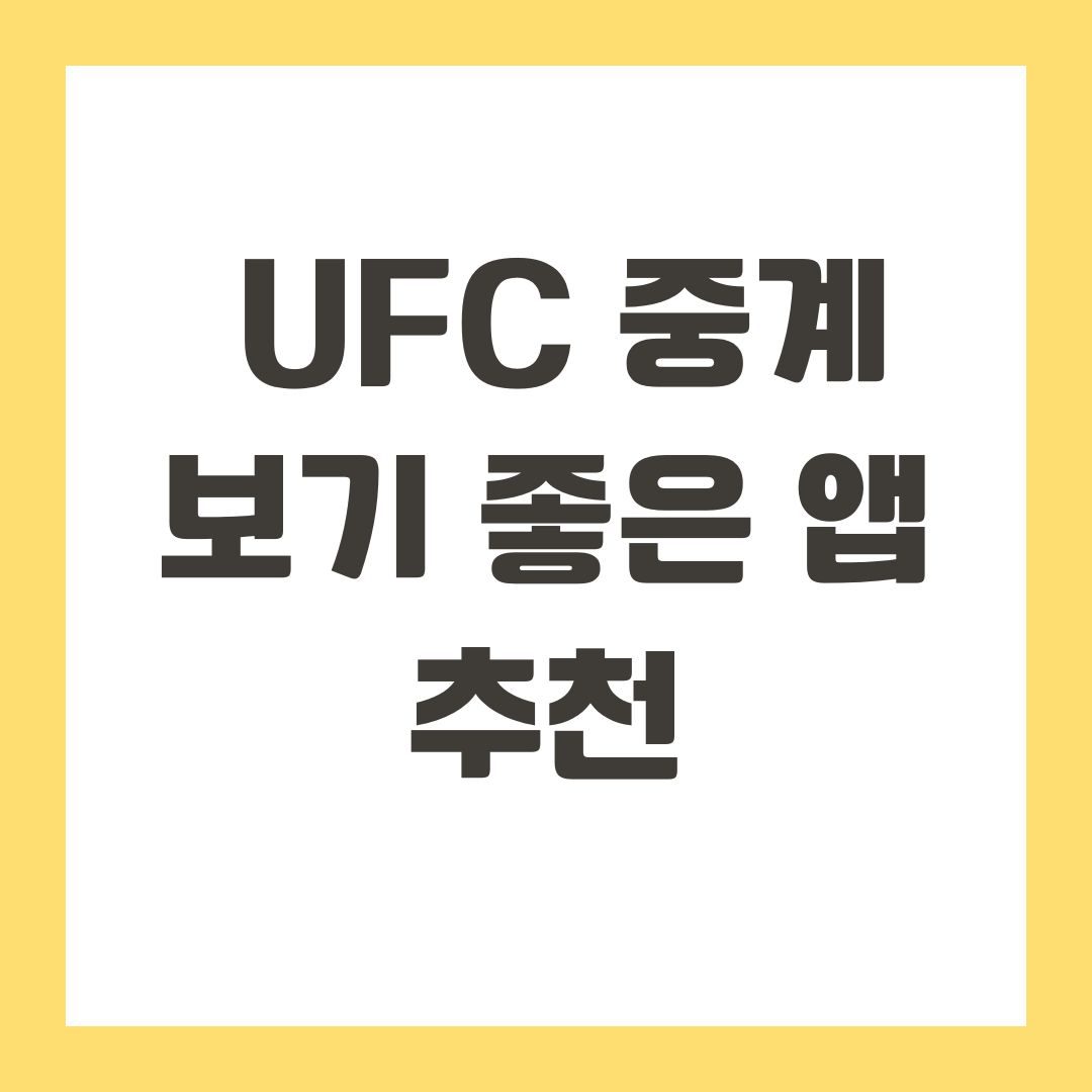 UFC 중계 보기 좋은 앱 추천